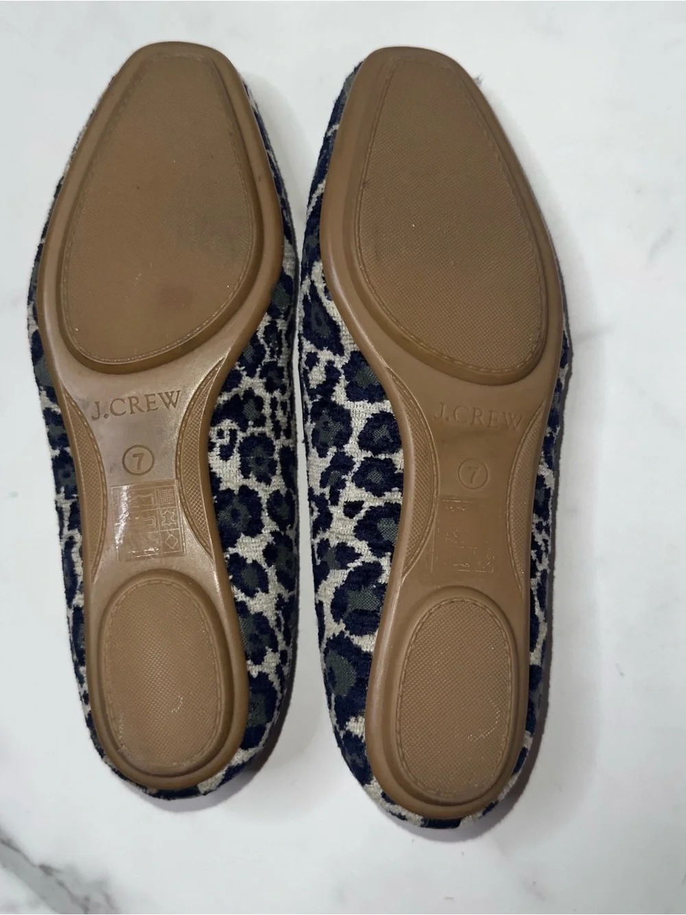 J Crew Georgie Blue Gray Leopard Animal Loafer Ballet Flats Size 7